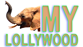 Logo of my lollywood with a close-up of an elephant